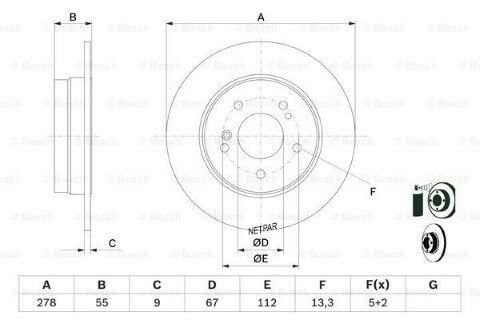 Mercedes C Serisi (203) C230 1.8 Kompressor 2002-2005 Bosch Arka Disk 278mm 2 Adet