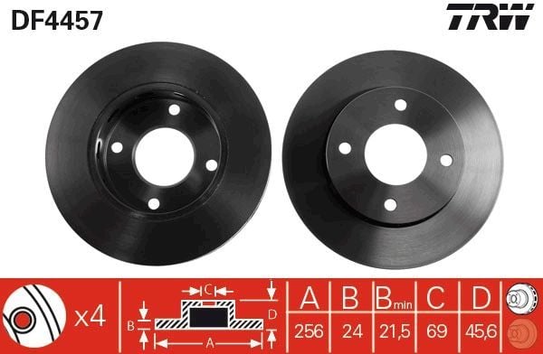 Mitsubishi Colt 1.3 2004-2013 TRW Ön Disk 256mm 2 Adet