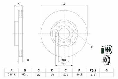 Volvo XC70 2.4 D5 2005-2007 Bosch Ön Disk 286mm 2 Adet