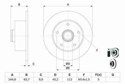 Audi A4 1.8T 1999-2000 Bosch Arka Disk 245mm 2 Adet