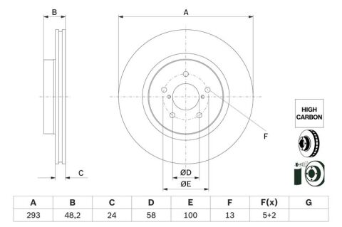 Subaru XV 1.6 2017-2023 Bosch Ön Disk 293mm 2 Adet