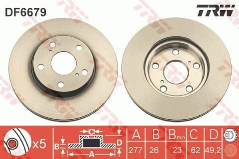 Toyota Corolla 1.3 2013-2019 TRW Ön Disk 277mm NETPAR 2 Adet