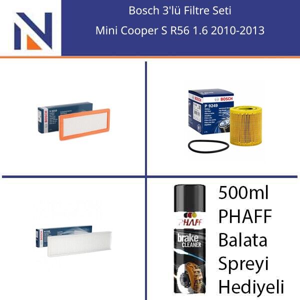 Mini Cooper S R56 1.6 2010-2013 Bosch 3'lü Filtre Seti