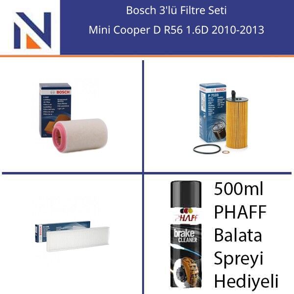 Mini Cooper D R56 1.6D 2010-2013 Bosch 3'lü Filtre Seti