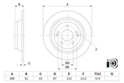 SsangYong XLV 1.6 2016-2019 Bosch Arka Disk 284mm 2 Adet