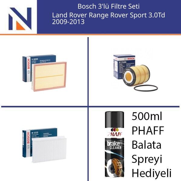 Land Rover Range Rover Sport 3.0Td 2009-2013 Bosch 3'lü Filtre Seti