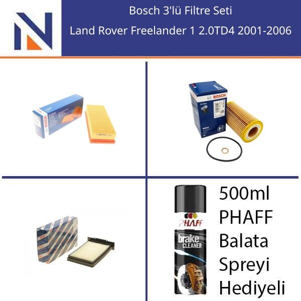 Land Rover Freelander 1 2.0TD4 2001-2006 Bosch 3'lü Filtre Seti