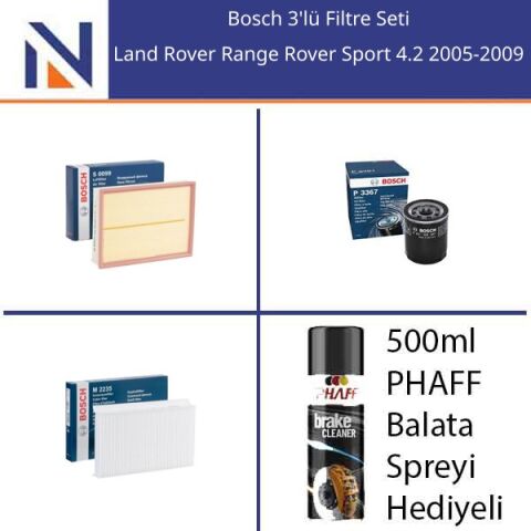 Land Rover Range Rover Sport 4.2 2005-2009 Bosch 3'lü Filtre Seti