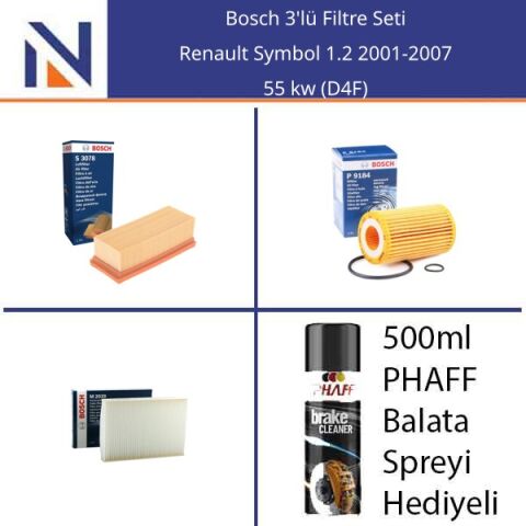 Renault Symbol 1.2 2001-2007 Bosch 3'lü Filtre Seti