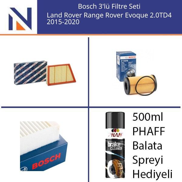 Land Rover Range Rover Evoque 2.0TD4 2015-2020 Bosch 3'lü Filtre Seti