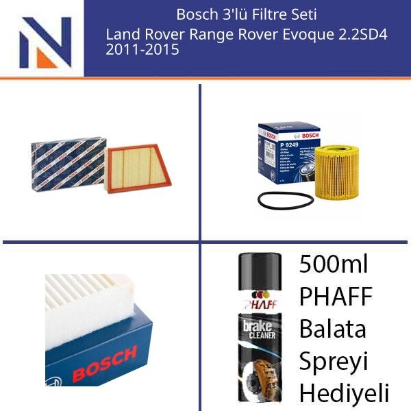 Land Rover Range Rover Evoque 2.2SD4 2011-2015 Bosch 3'lü Filtre Seti