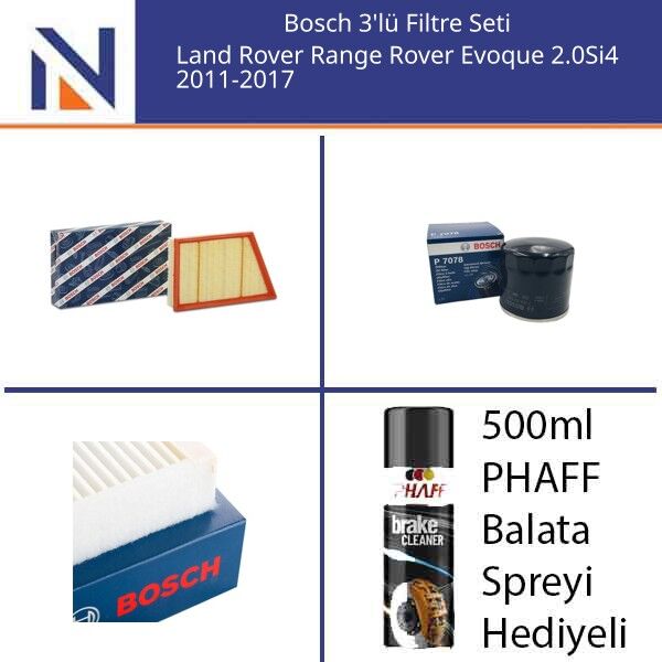 Land Rover Range Rover Evoque 2.0Si4 2011-2017 Bosch 3'lü Filtre Seti