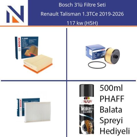 Renault Talisman 1.3TCe 2019-2026 Bosch 3'lü Filtre Seti