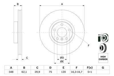 BMW X5 E70 3.0d 2007-2008 Bosch Ön Disk 348mm 2 Adet