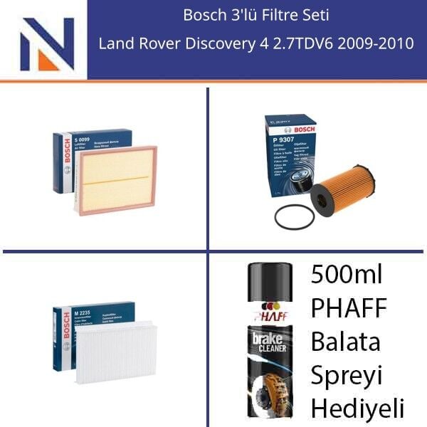 Land Rover Discovery 4 2.7TDV6 2009-2010 Bosch 3'lü Filtre Seti
