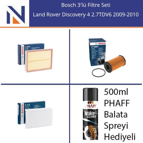 Land Rover Discovery 4 2.7TDV6 2009-2010 Bosch 3'lü Filtre Seti