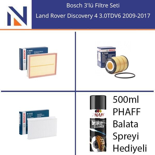 Land Rover Discovery 4 3.0TDV6 2009-2017 Bosch 3'lü Filtre Seti