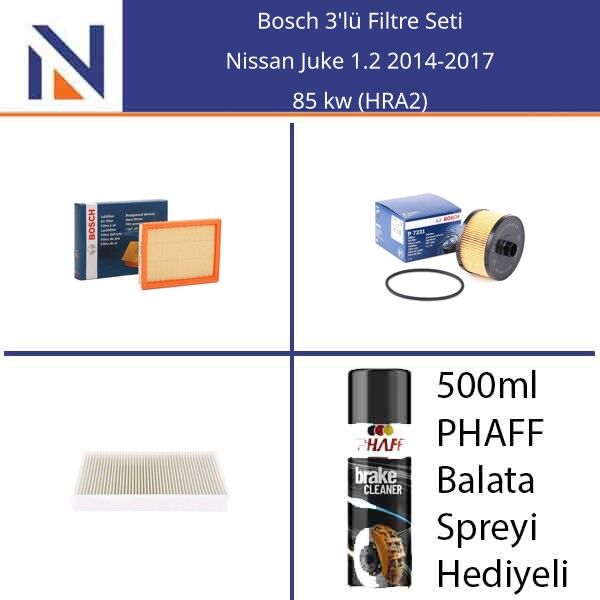 Nissan Juke 1.2 2014-2017 Bosch 3'lü Filtre Seti