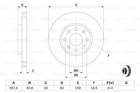 Opel Corsa D 1.3CDTI 2006-2015 Bosch Ön Disk 257mm 2 Adet (A13DTC-A13DTE-A13DTH-A13DTR-Z13DTE-Z13DTJ)
