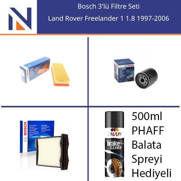 Land Rover Freelander 1 1.8 1997-2006 Bosch 3'lü Filtre Seti