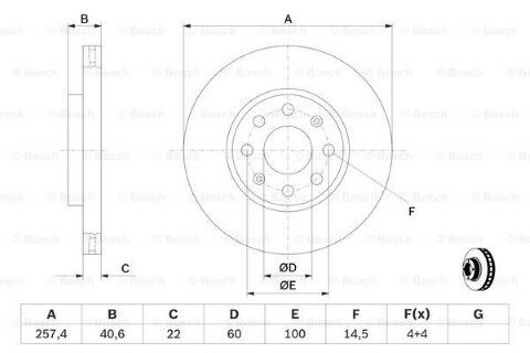 Opel Corsa E 1.0 2014-2018 Bosch Ön Disk 257mm 4 Bijon 2 Adet