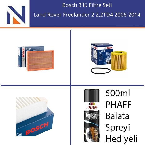 Land Rover Freelander 2 2.2TD4 2006-2014 Bosch 3'lü Filtre Seti