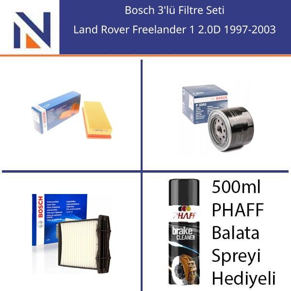 Land Rover Freelander 1 2.0D 1997-2003 Bosch 3'lü Filtre Seti