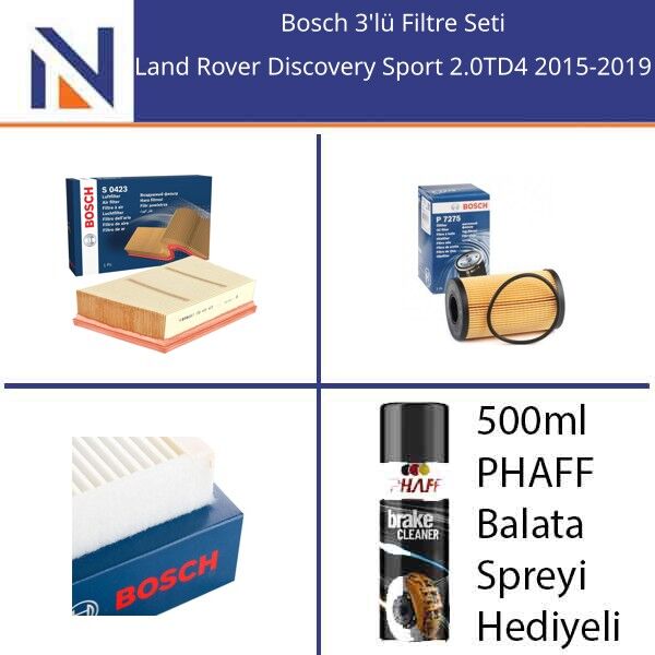 Land Rover Discovery Sport 2.0TD4 2015-2019 Bosch 3'lü Filtre Seti