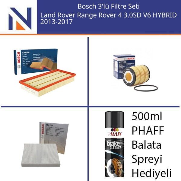 Land Rover Range Rover 4 3.0SD V6 HYBRID 2013-2017 Bosch 3'lü Filtre Seti
