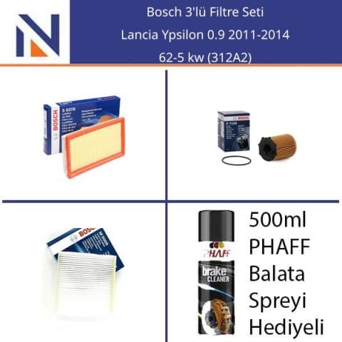 Lancia Ypsilon 0.9 2011-2014 Bosch 3'lü Filtre Seti
