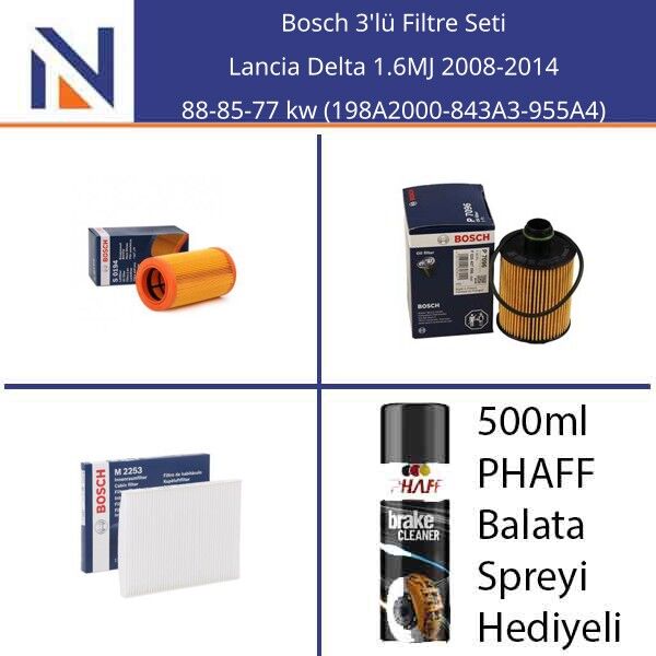 Lancia Delta 1.6MJ 2008-2014 Bosch 3'lü Filtre Seti