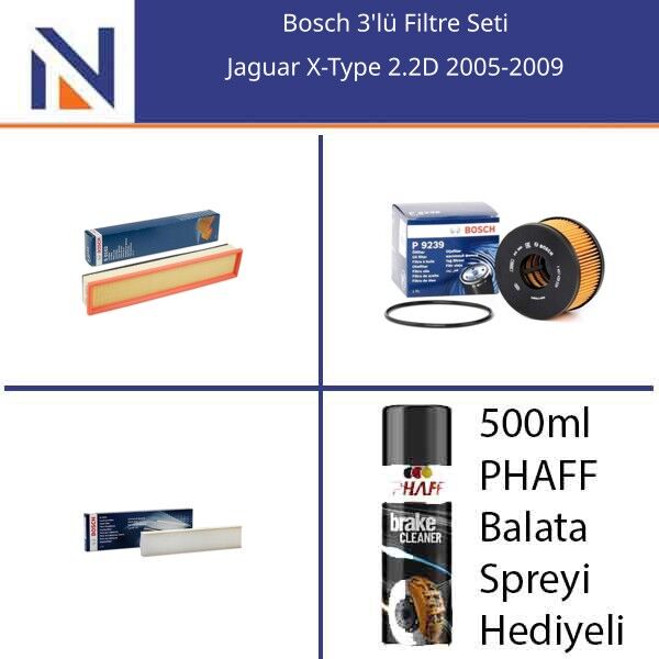 Jaguar X-Type 2.2D 2005-2009 Bosch 3'lü Filtre Seti