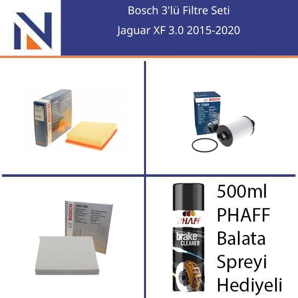 Jaguar XF 3.0 2015-2020 Bosch 3'lü Filtre Seti