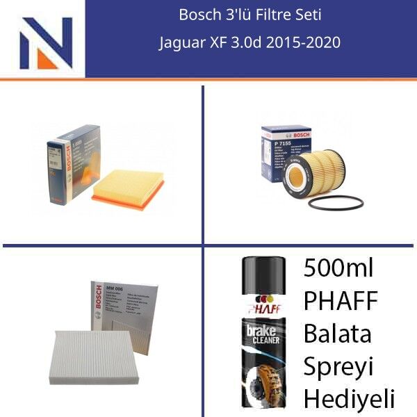Jaguar XF 3.0d 2015-2020 Bosch 3'lü Filtre Seti