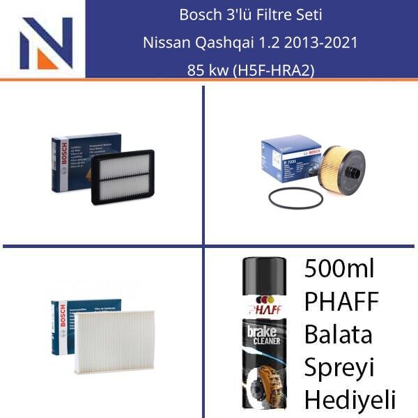 Nissan Qashqai 1.2 2013-2021 Bosch 3'lü Filtre Seti