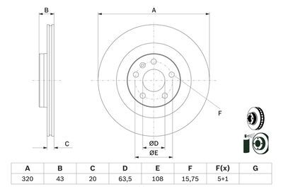 Volvo S90 2.0 B5 2021-2024 Bosch Arka Disk 320mm 2 Adet (D420T2)