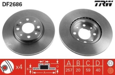Fiat Albea 1.4 2006-2012 TRW Ön Disk 2 Adet