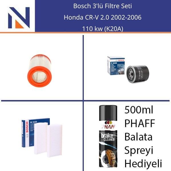 Honda CR-V 2.0 2002-2006 Bosch 3'lü Filtre Seti