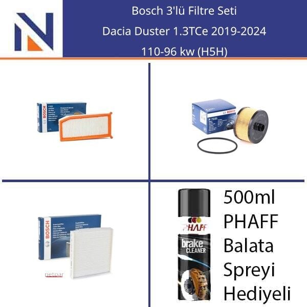 Dacia Duster 1.3TCe 2019-2024 Bosch 3'lü Filtre Seti