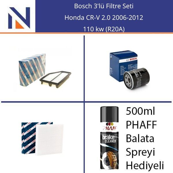 Honda CR-V 2.0 2006-2012 Bosch 3'lü Filtre Seti