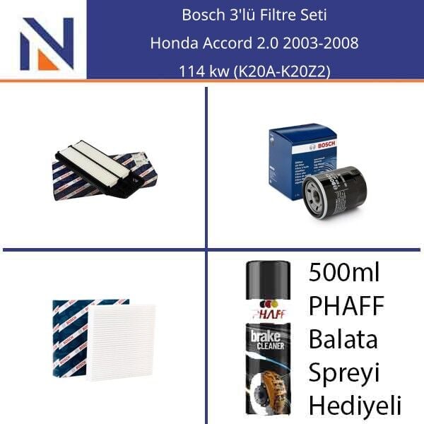 Honda Accord 2.0 2003-2008 Bosch 3'lü Filtre Seti