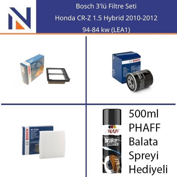 Honda CR-Z 1.5 Hybrid 2010-2012 Bosch 3'lü Filtre Seti
