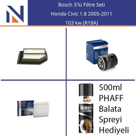Honda Civic 1.8 2005-2011 Bosch 3'lü Filtre Seti