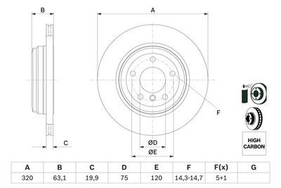 BMW 5 E60 520i 2.0 2007-2010 Bosch Arka Disk Havalı 2 Adet