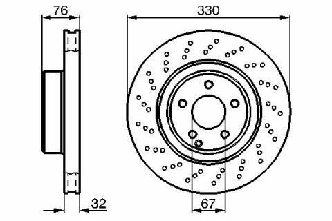 Mercedes S Serisi (220) S320CDI 3.2 2002-2005 Bosch Ön Disk 330mm Delikli 2 Adet