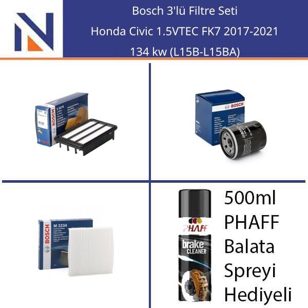 Honda Civic 1.5VTEC FK7 2017-2021 Bosch 3'lü Filtre Seti