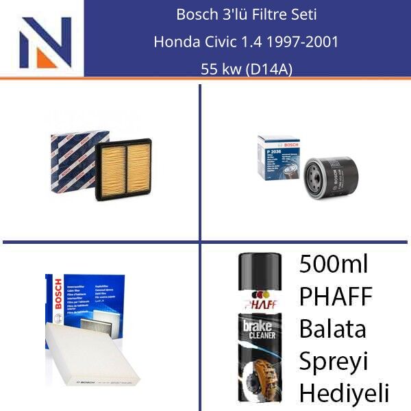 Honda Civic 1.4 1997-2001 Bosch 3'lü Filtre Seti