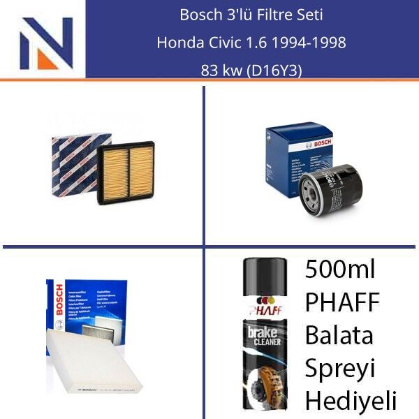 Honda Civic 1.6 1994-1998 Bosch 3'lü Filtre Seti