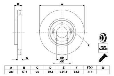 Hyundai Tucson 2.0 2004-2008 Bosch Ön Disk 280mm 2 Adet (G4GC)