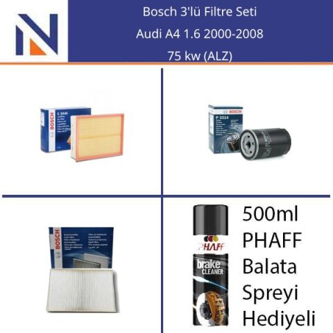 Audi A4 1.6 2000-2008 Bosch 3'lü Filtre Seti